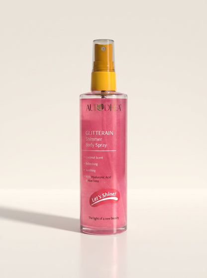 AURODHEA GLITTERAIN – Pink Shimmer Body Spray (Duft: Kokos)