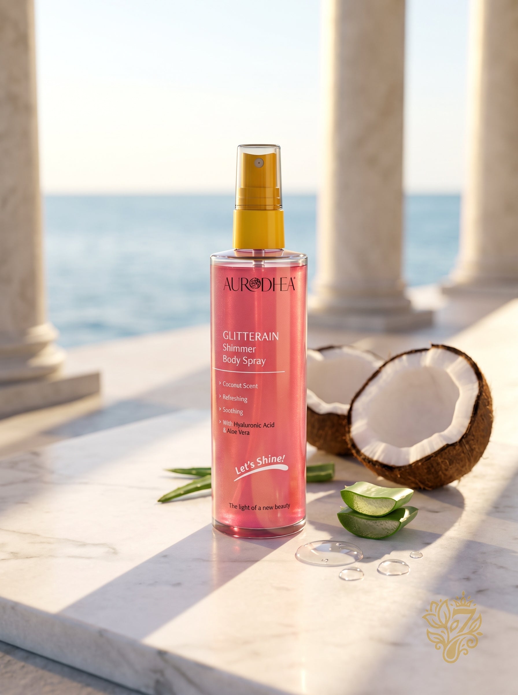 AURODHEA GLITTERAIN – Pink Shimmer Body Spray (Duft: Kokos)